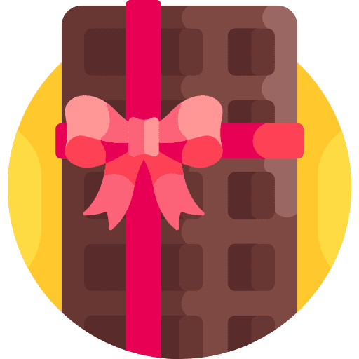 Chocolate bar dessert bow present icon