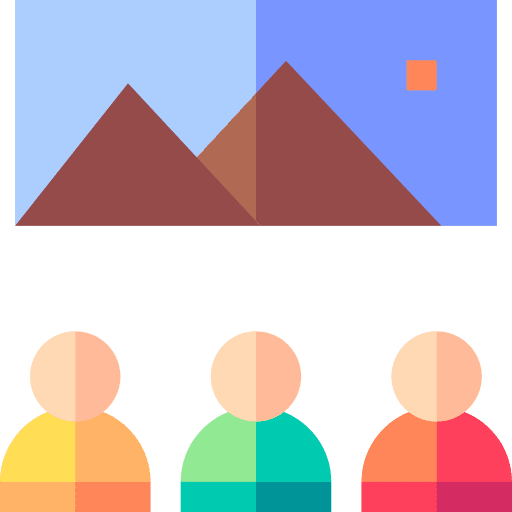 Museum visitors exhibition portrait icon