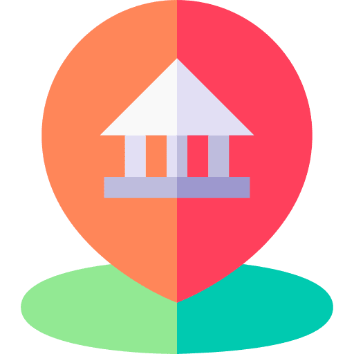Location museum building maps and location icon Location museum building maps and location icon