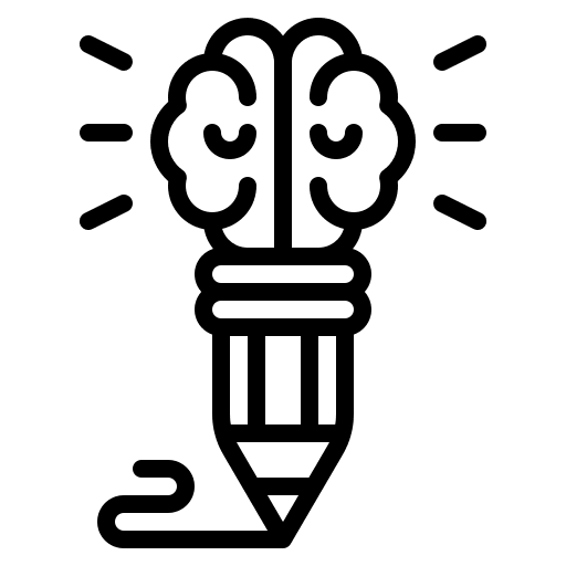 Creative brainstorm innovation writer icon