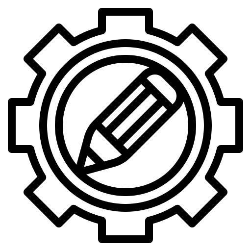 Functional communications writing gear icon Functional communications writing gear icon
