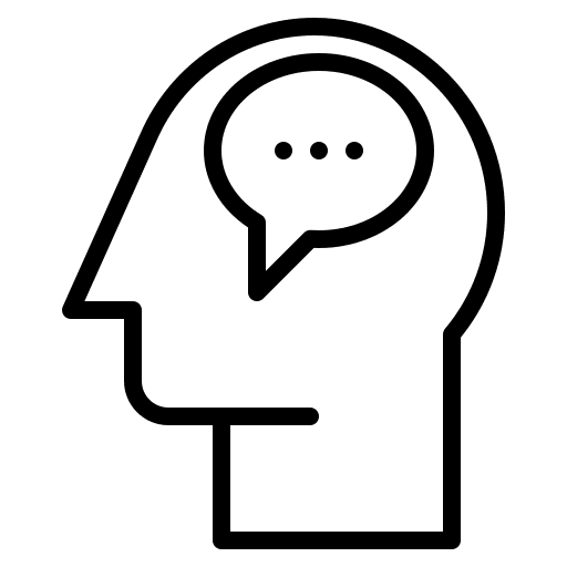 Thinking communications message copywriting icon Thinking communications message copywriting icon