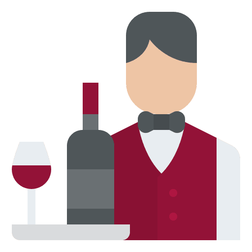 Waiter dining wine glass tray icon Waiter dining wine glass tray icon