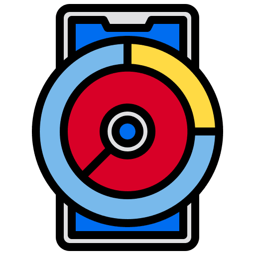 Smartphone statistics pie chart business and finance icon Smartphone statistics pie chart business and finance icon