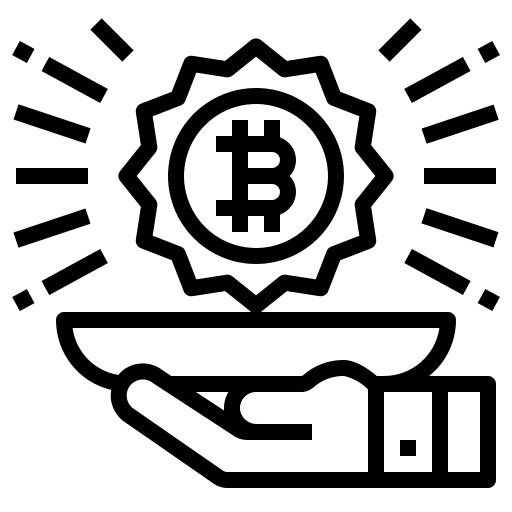 Bitcoin business currency hand icon
