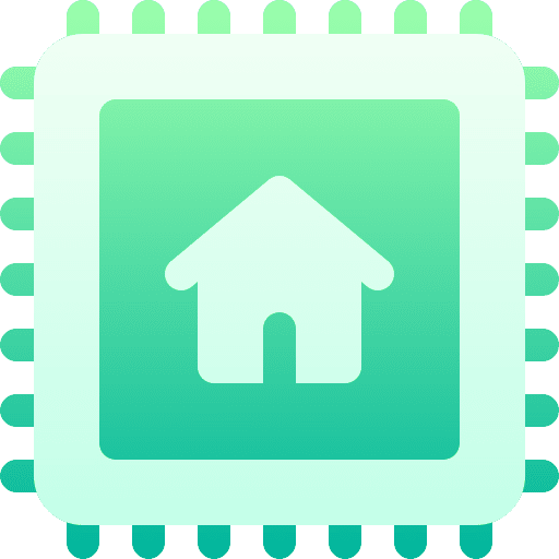 Chip microchip domotics smart house icon Chip microchip domotics smart house icon