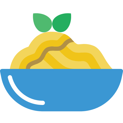 Dish eating pasta food and restaurant icon