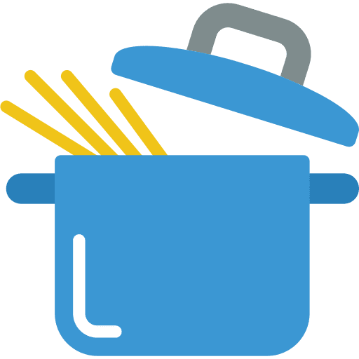 Pot eating spaghetti food and restaurant icon