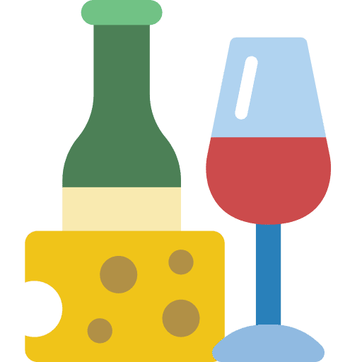 Wine glass alcohol beverage cheese icon