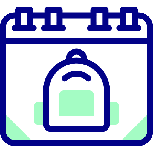 Backpack time and date backpack schedule icon