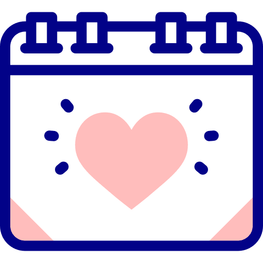 Heart event time and date valentines day icon