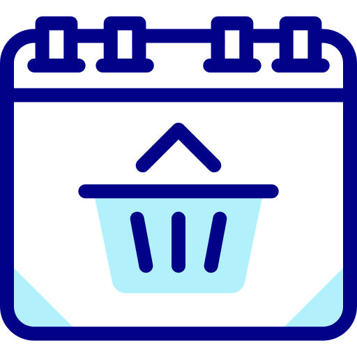 Shopping basket calendar time and date shopping basket icon