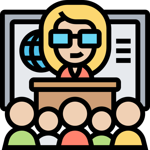 Classroom students training user icon
