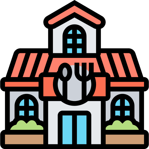 Canteen cafeteria architecture and city dining icon Canteen cafeteria architecture and city dining icon