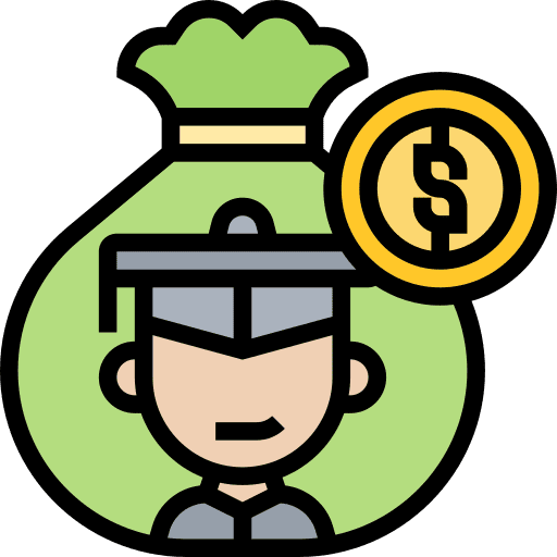 Education money bag administration user icon Education money bag administration user icon