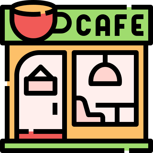 Cafe coffee shop architecture and city cafeteria icon