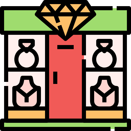 Jewelry shop architecture and city shop store icon