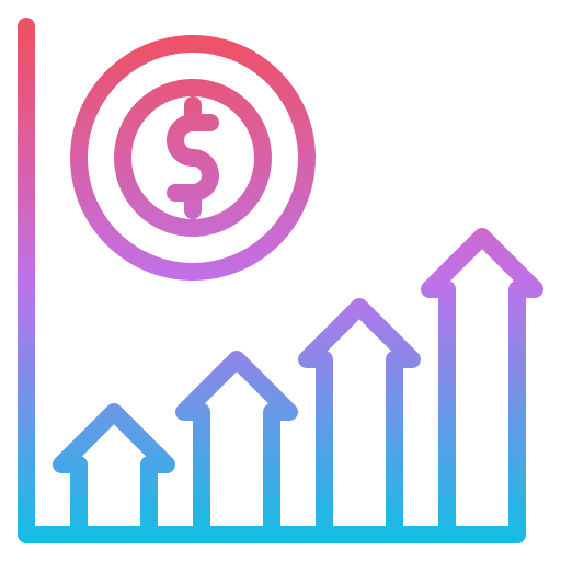 Growth success money rising icon Growth success money rising icon