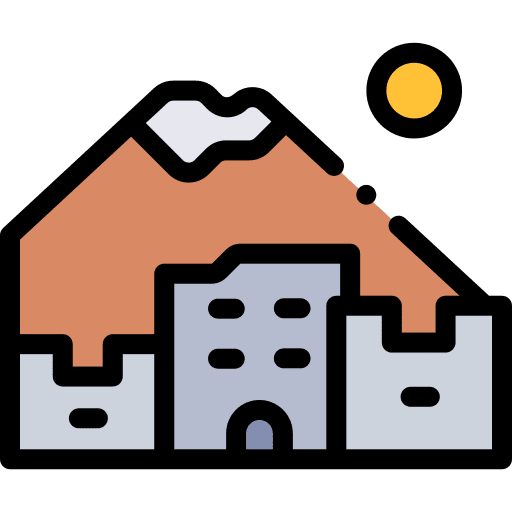 City landscape mountain nature icon