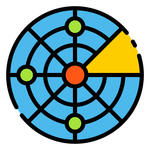 Radar position proximity maps and location icon Radar position proximity maps and location icon