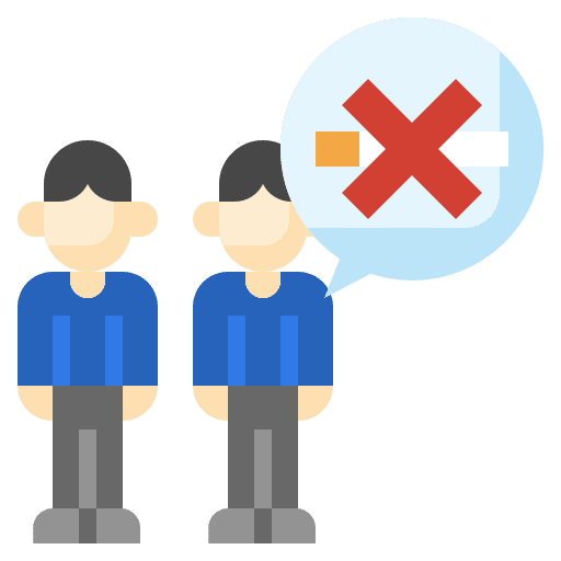 Group prohibition no cigarettes signaling icon Group prohibition no cigarettes signaling icon