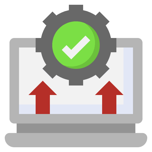 Development settings success laptop icon Development settings success laptop icon
