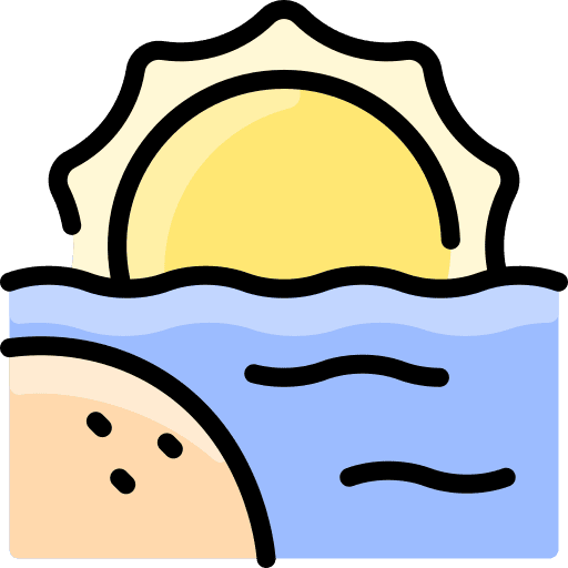Beach sunset sea nature sun icon Beach sunset sea nature sun icon
