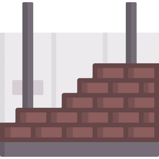 Brickwall wall brick construction and tools icon Brickwall wall brick construction and tools icon
