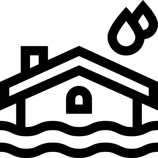 Flood water natural disaster house icon