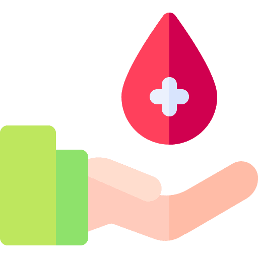 Blood donation hand blood transfusion drop icon
