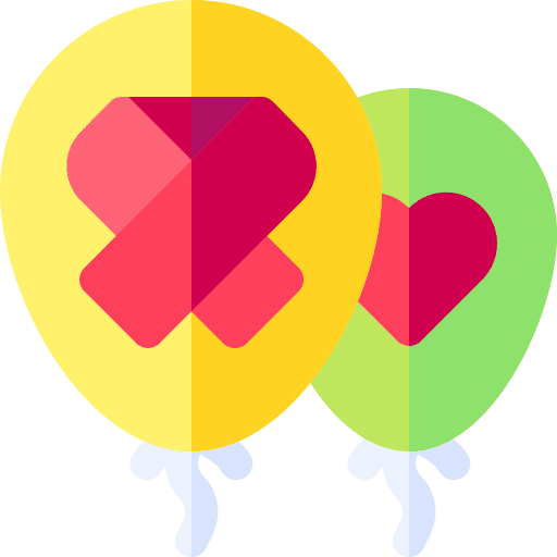 Balloons ribbon birthday and party prevention icon