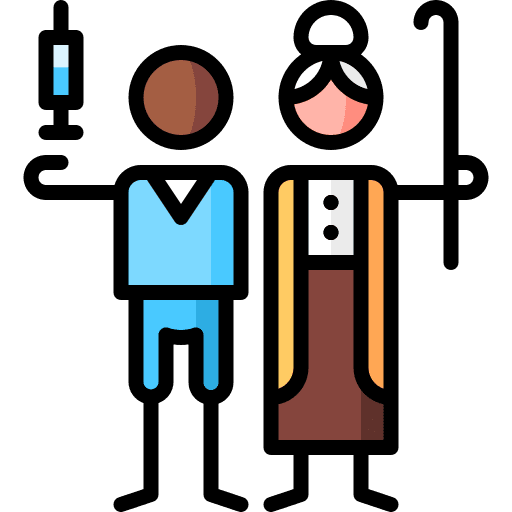 Old people patient syringe doctor icon