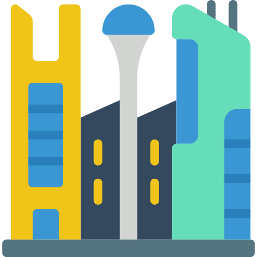 Cyberpunk science fiction skyscraper cyberpunk icon