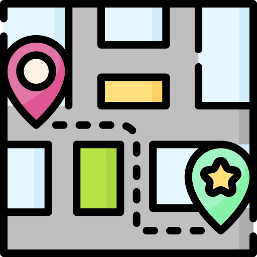 Route maps and location travel route icon