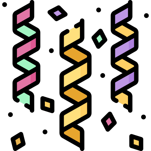 Confetti fun parade new year icon