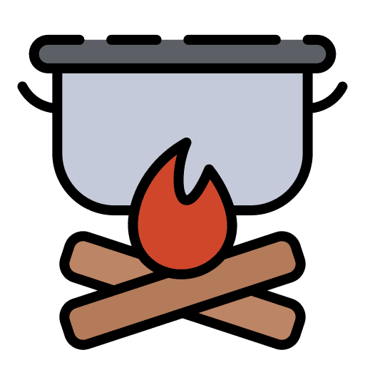 Pot on fire cauldron fireplace holidays icon Pot on fire cauldron fireplace holidays icon