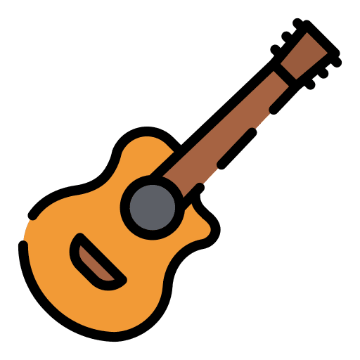 Guitar musical instrument birthday party icon Guitar musical instrument birthday party icon