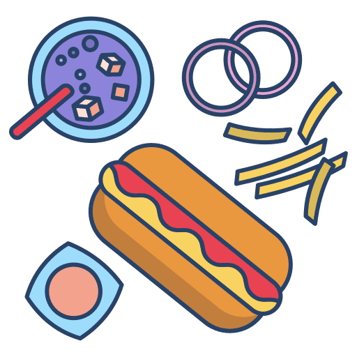 Hot dog sausage junk food ketchup icon Hot dog sausage junk food ketchup icon