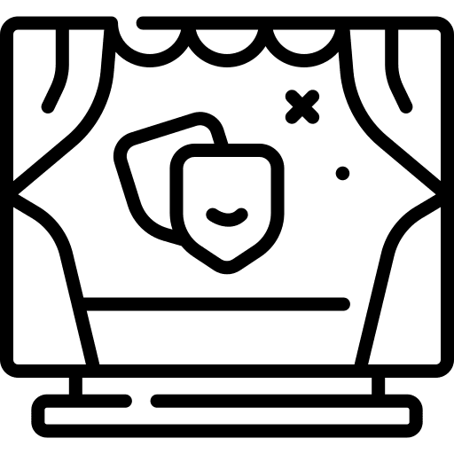 Theater stage cultural activities curtains icon