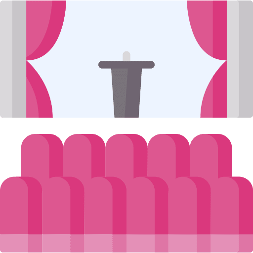 Auditorium event buildings curtain icon
