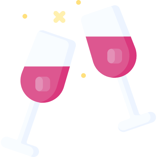 Champagne alcoholic drink cheers drink set icon