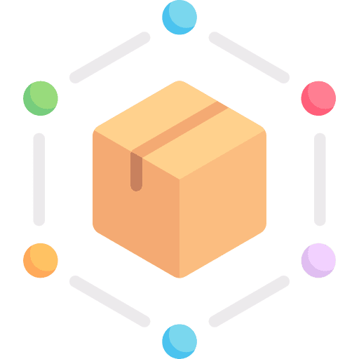 Supply chain product shipping and delivery marketing icon