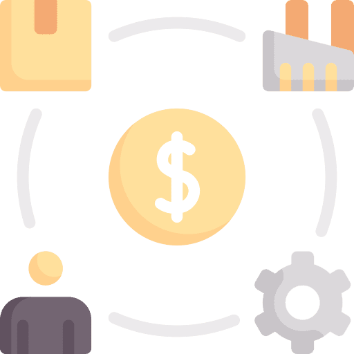 Value chain value production optimization icon