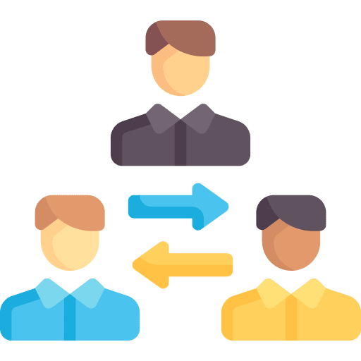 Intermediary mediation third party exchange icon