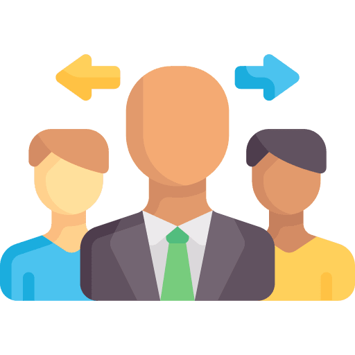 Intermediary team networking mediator icon