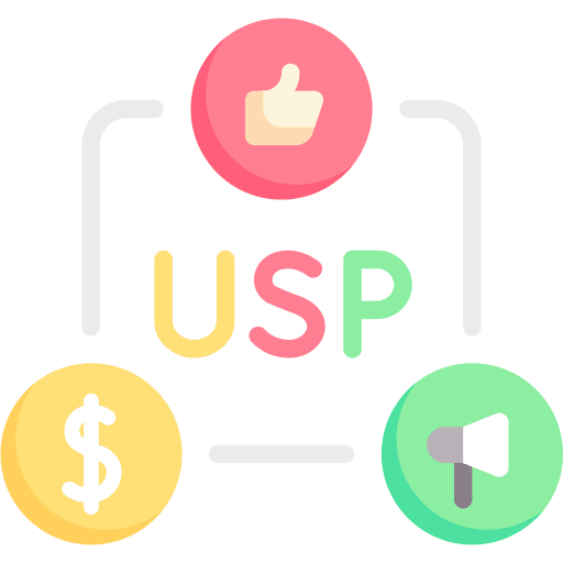 Usp business and finance proposition selling icon