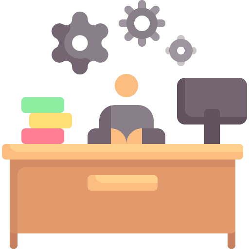 Work in progress employee desk worker icon