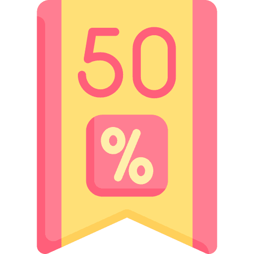 50 percentage 50 discount icon