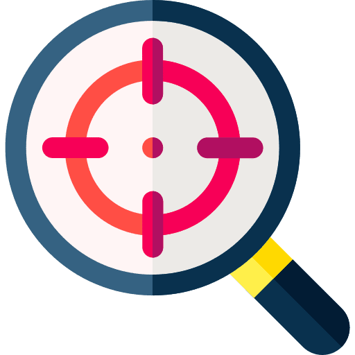 Magnifying glass marketing target crosshair icon