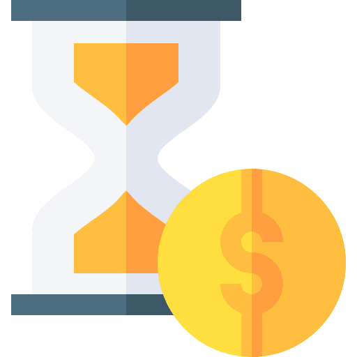Time is money hourglass dollar coins icon Time is money hourglass dollar coins icon